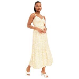 LOFT Yellow Eyelet Open Back Maxi Dress